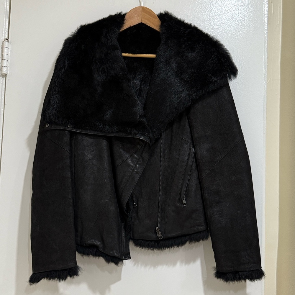 Helmut Lang Goat Leather Faux Fur Reversible Jacket